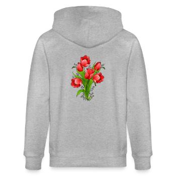 Blumen - Stanley/Stella Unisex Bio-Kapuzenjacke CULTIVATOR  - Grau meliert - Hinten - Luana (180cm)