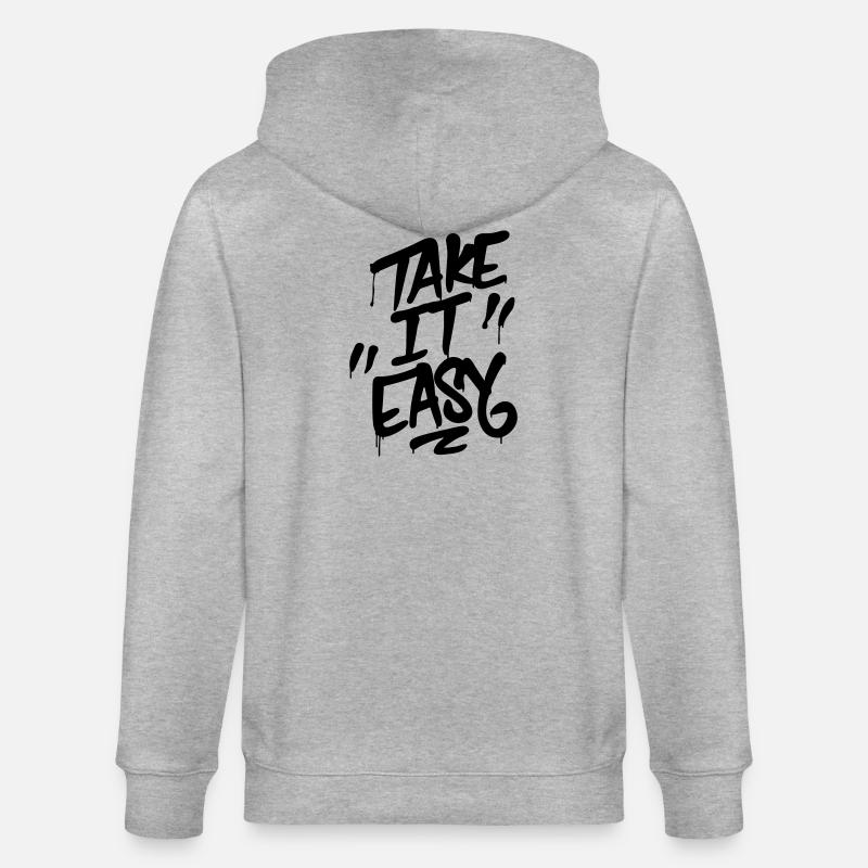 Graffiti Schriftzug TAKE IT EASY - Stanley/Stella Unisex Bio-Kapuzenjacke CULTIVATOR - Grau meliert