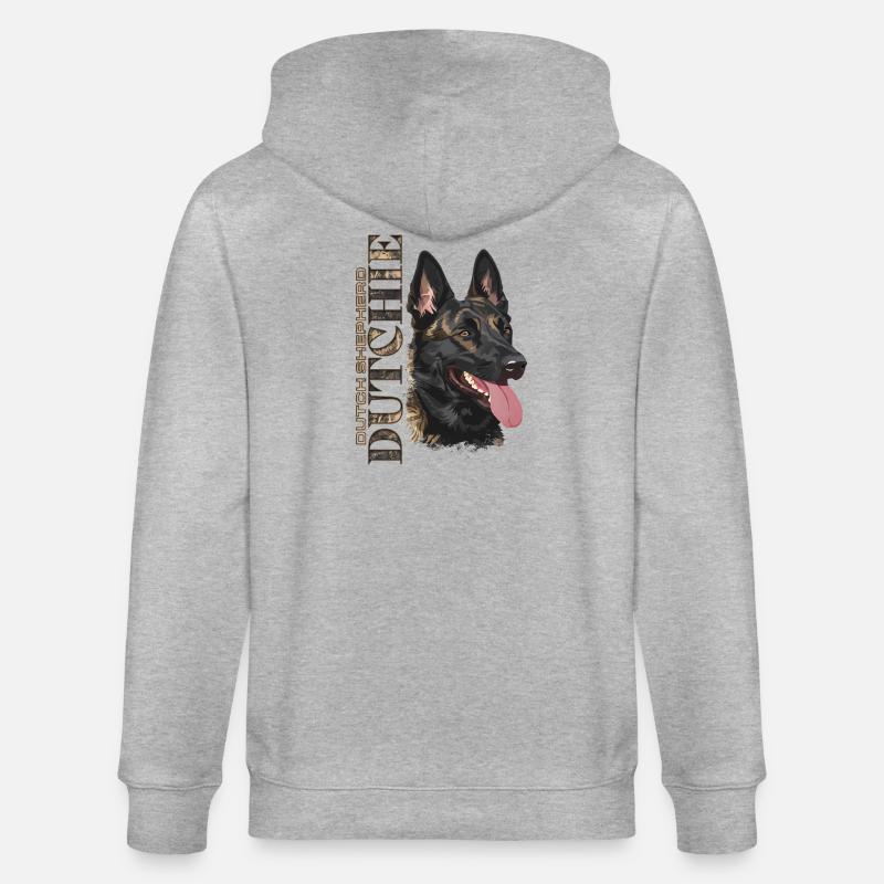 Dutchie - Holländischer Schäferhund - Stanley/Stella Unisex Bio-Kapuzenjacke CULTIVATOR  - Grau meliert
