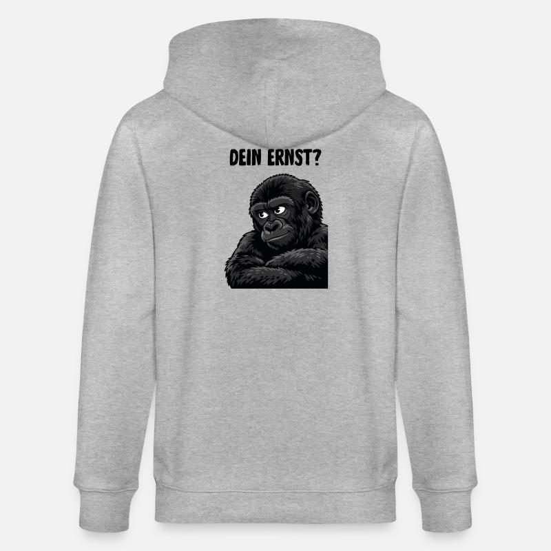 Affe mit skeptischem Blick - dein ernst? - Stanley/Stella Unisex Bio-Kapuzenjacke CULTIVATOR  - Grau meliert