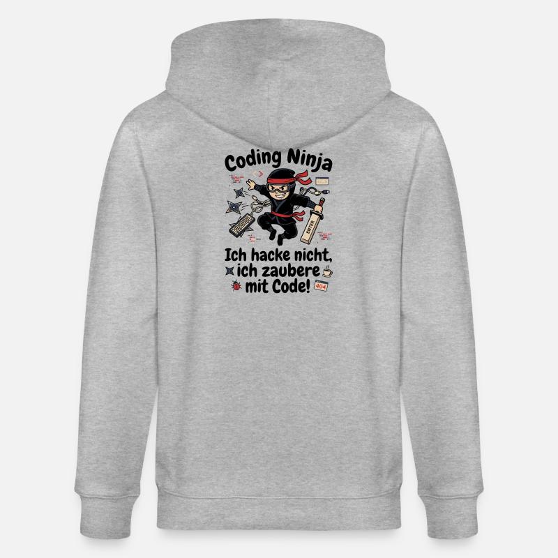 Coder Ninja Programmierer Humor - Stanley/Stella Unisex Bio-Kapuzenjacke CULTIVATOR  - Grau meliert