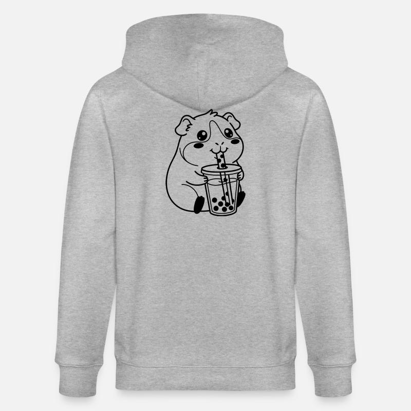 hamster bubble tea - Stanley/Stella CULTIVATOR Unisex Organic Hooded Jacket - heather grey