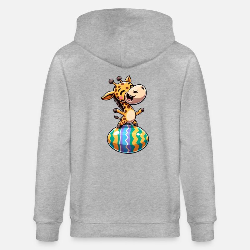 Easter Giraffe Dances, Dancer Egg - Stanley/Stella CULTIVATOR  Unisex Organic Hooded Jacket - heather grey