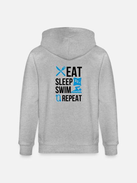 Eat sleep swim - Stanley/Stella CULTIVATOR Unisex Organic Hooded Jacket - heather grey
