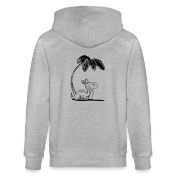 Süsses Kamel unter einer Palme - Stanley/Stella Unisex Bio-Kapuzenjacke CULTIVATOR  - Grau meliert - Hinten - Luana (180cm)