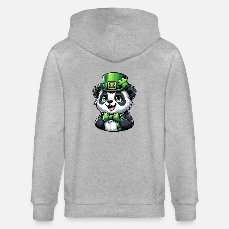 St. Patrick's Panda Celebration - Stanley/Stella CULTIVATOR  Unisex Organic Hooded Jacket - heather grey