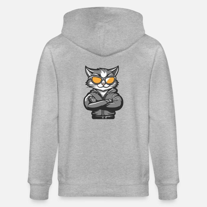Chat Bande Dessinée Cool - Veste à capuche bio CULTIVATOR Stanley/Stella Unisexe - gris chiné