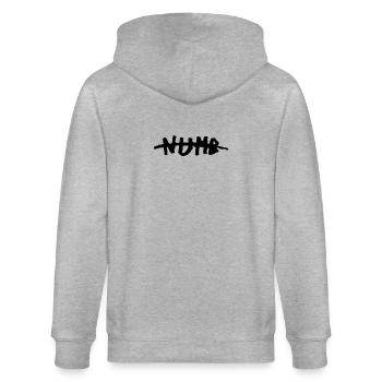 Abstraktes Neon-Licht Design - Stanley/Stella Unisex Bio-Kapuzenjacke CULTIVATOR  - Grau meliert - Hinten - Luana (180cm)