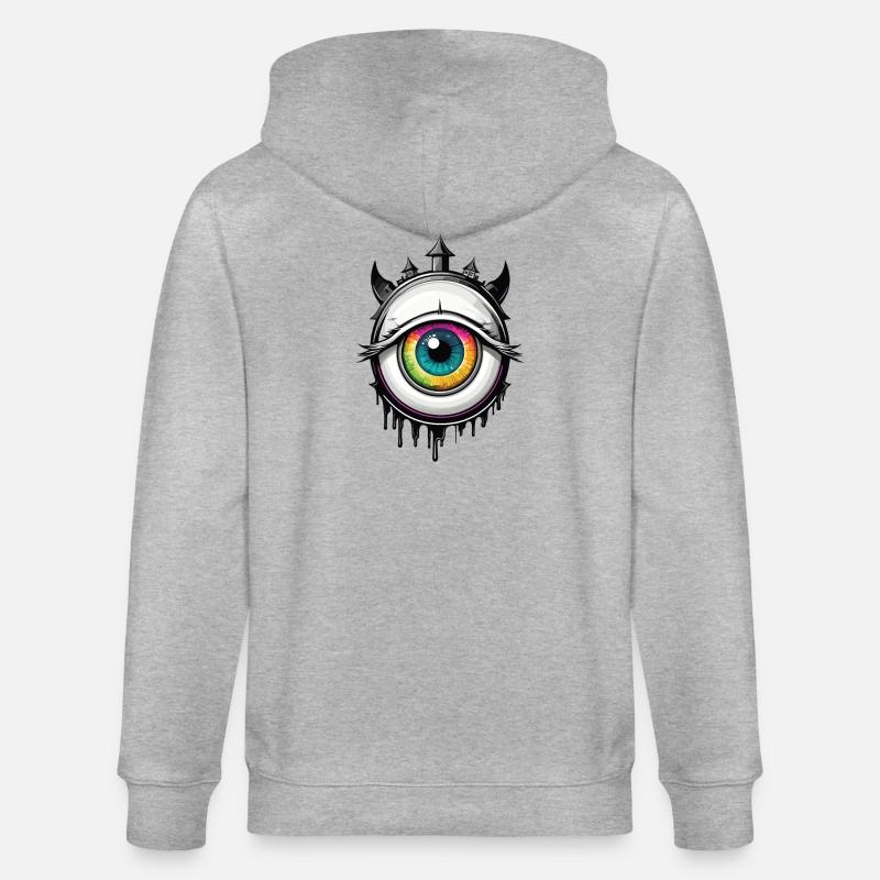 Oeil avec cornes - Veste à capuche bio CULTIVATOR Stanley/Stella Unisexe - gris chiné
