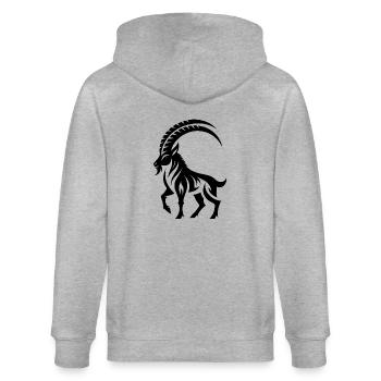 Sternzeichen Tattoo Stolzer Steinbock - Stanley/Stella Unisex Bio-Kapuzenjacke CULTIVATOR  - Grau meliert - Hinten - Luana (180cm)