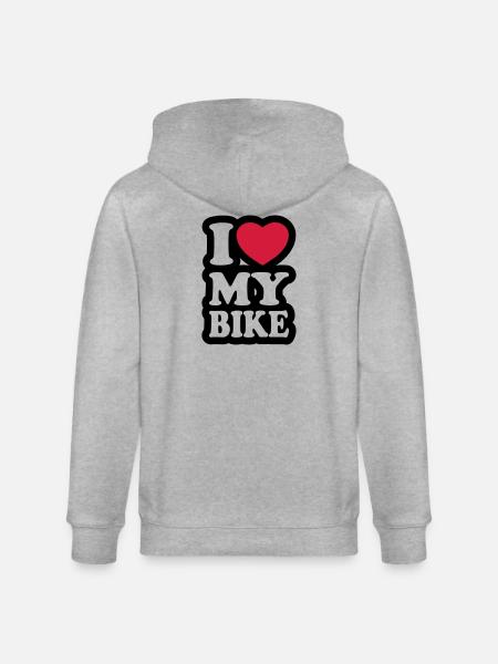 I love my bike - Stanley/Stella CULTIVATOR Unisex Organic Hooded Jacket - heather grey