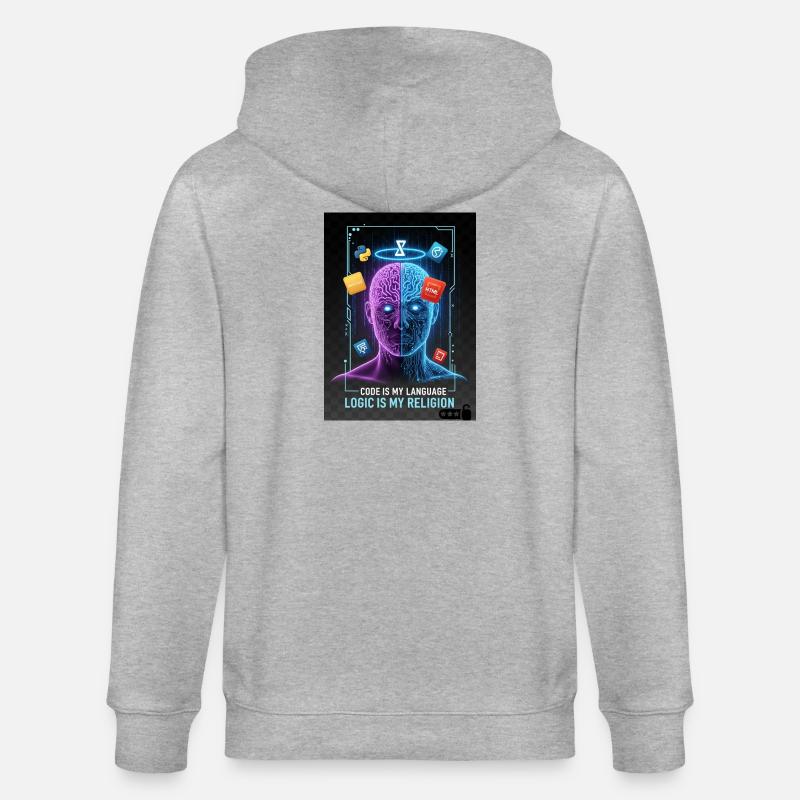 Code & Logic Cyberpunk Tech Brain T-Shirt - Veste à capuche bio CULTIVATOR Stanley/Stella Unisexe - gris chiné