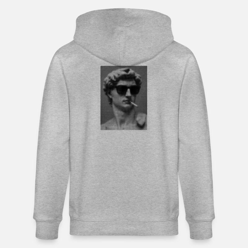 David Michelangelo raucht eine Zigarette - Stanley/Stella Unisex Bio-Kapuzenjacke CULTIVATOR  - Grau meliert
