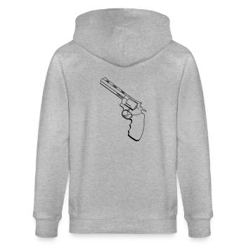 Revolver / Pistole - Stanley/Stella Unisex Bio-Kapuzenjacke CULTIVATOR  - Grau meliert - Hinten - Luana (180cm)