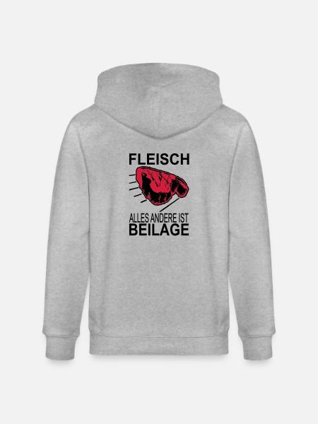 meat everything else is garnish - Stanley/Stella CULTIVATOR  Unisex Organic Hooded Jacket - heather grey