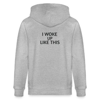 Woke Up Like This – Chemise de déclaration - Veste à capuche bio CULTIVATOR Stanley/Stella Unisexe - gris chiné - Dos - Luana (180cm)