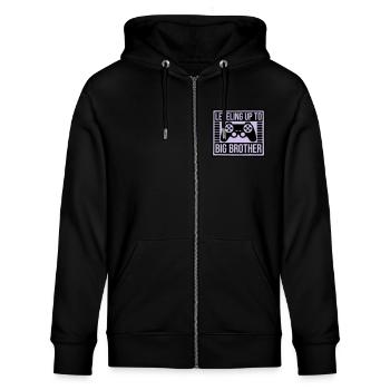 Leveling up big brother - Stanley/Stella CULTIVATOR  Unisex Organic Hooded Jacket - black - Front - Nico (186cm) & Anna (173cm)