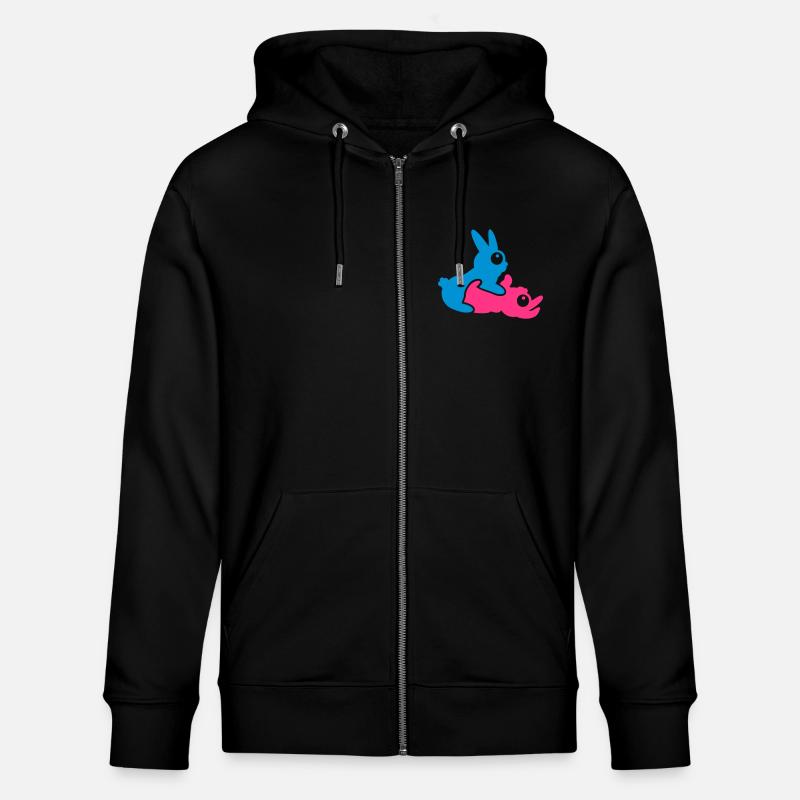 Kamasutra-lapins / kamasutra rabbits (B, 2c) - Veste à capuche bio CULTIVATOR Stanley/Stella Unisexe - noir
