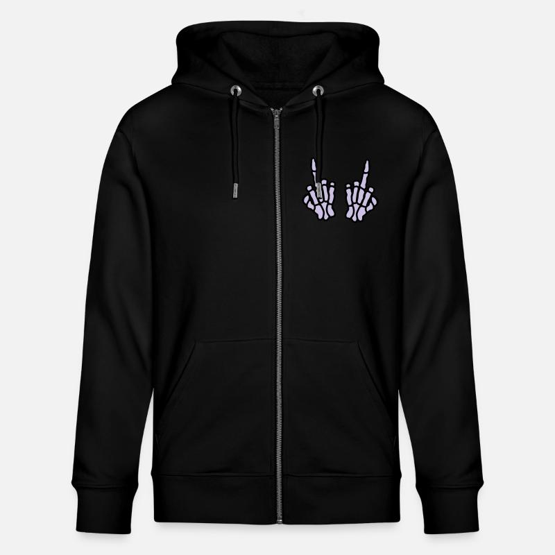 2 hands bone middle finger - Stanley/Stella CULTIVATOR Unisex Organic Hooded Jacket - black