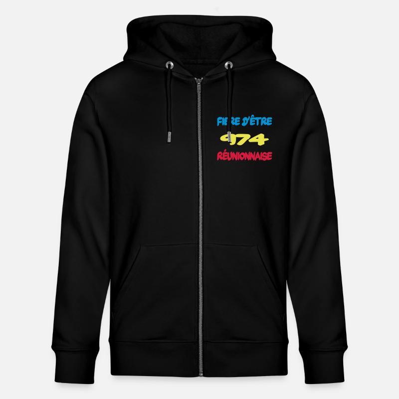 Fiere d'être reunionnaise - Stanley/Stella Unisex Bio-Kapuzenjacke CULTIVATOR  - Schwarz