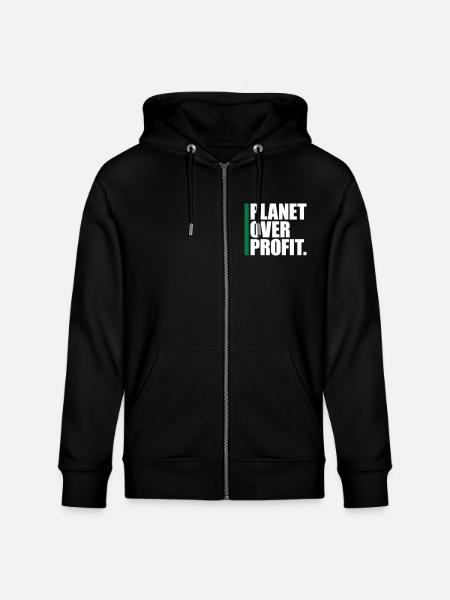 planet over profit quote - Stanley/Stella CULTIVATOR Unisex Organic Hooded Jacket - black