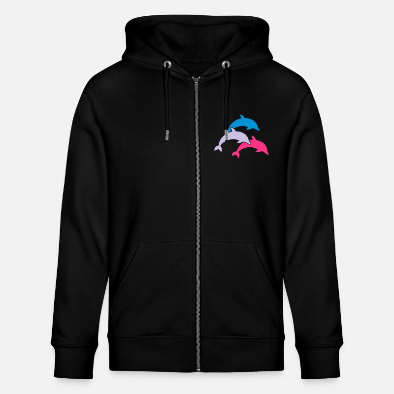 Dolphins - Stanley/Stella CULTIVATOR  Unisex Organic Hooded Jacket - black