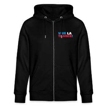 Trance - Vive la Trance ! - Stanley/Stella CULTIVATOR  Unisex Organic Hooded Jacket - black - Front - Nico (186cm) & Anna (173cm)