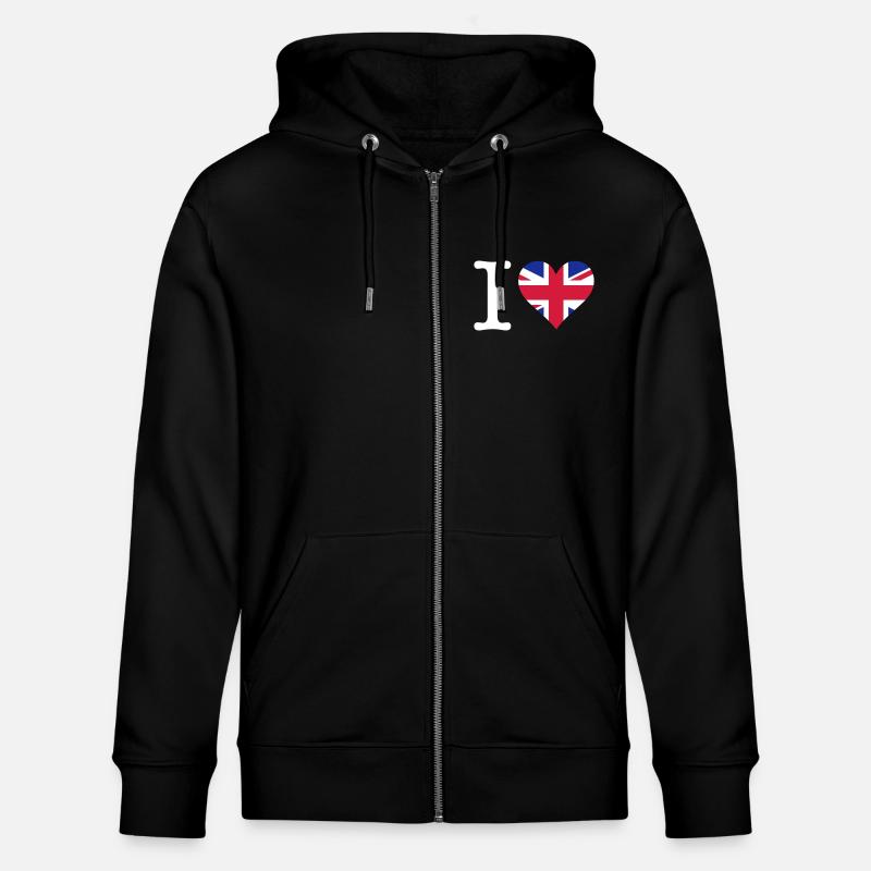 J'aime le Royaume-Uni - Veste à capuche bio CULTIVATOR Stanley/Stella Unisexe - noir