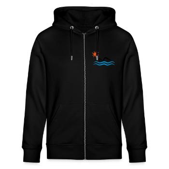 open water - Stanley/Stella CULTIVATOR  Unisex Organic Hooded Jacket - black - Front - Nico (186cm) & Anna (173cm)