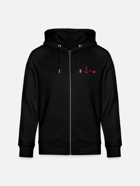 Berlin Heartbeat (Vector) - Stanley/Stella CULTIVATOR  Unisex Organic Hooded Jacket - black