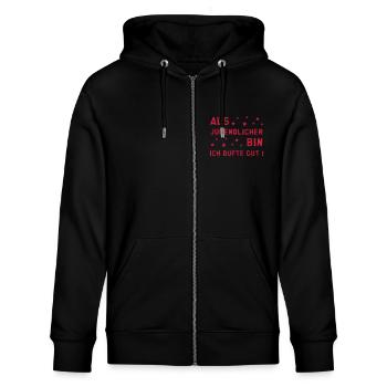 Jugendlich / Teenager / Teen / Jugendliche - Stanley/Stella Unisex Bio-Kapuzenjacke CULTIVATOR  - Schwarz - Vorne - Nico (186cm) & Anna (173cm)