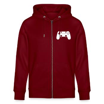 gamepad gamer - Stanley/Stella Unisex Bio-Kapuzenjacke CULTIVATOR  - Burgunderrot - Vorne - Nico (186cm) & Anna (173cm)