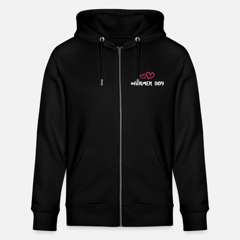 Fermier Garçon Coeur Amour - Veste à capuche bio CULTIVATOR Stanley/Stella Unisexe - noir