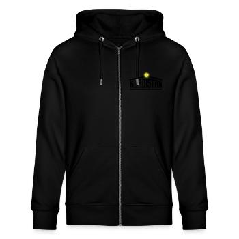 kurdistan - Stanley/Stella Unisex Bio-Kapuzenjacke CULTIVATOR  - Schwarz - Vorne - Nico (186cm) & Anna (173cm)