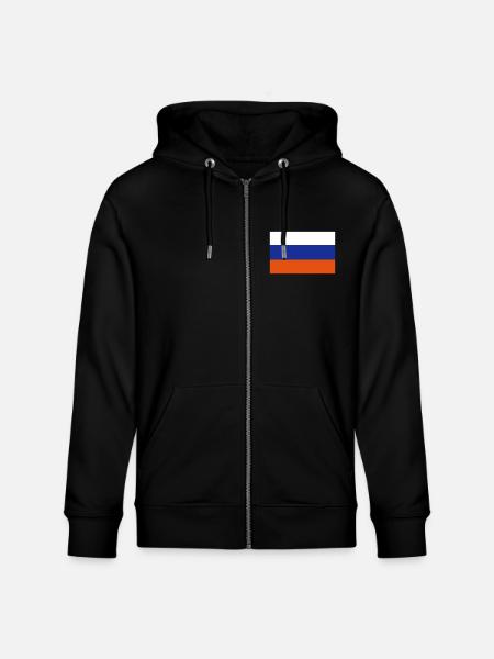 Russian Flag - Stanley/Stella CULTIVATOR Unisex Organic Hooded Jacket - black