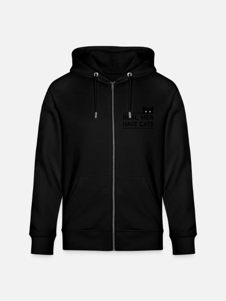 real men have cats - Stanley/Stella CULTIVATOR  Unisex Organic Hooded Jacket - black