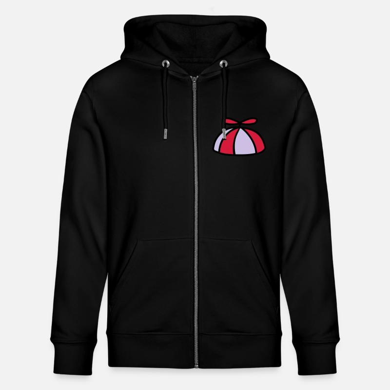 Bunte Propellermütze Windrad Hut - Stanley/Stella Unisex Bio-Kapuzenjacke CULTIVATOR  - Schwarz