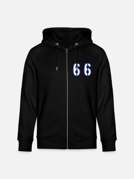 66 Number Symbol - Stanley/Stella CULTIVATOR  Unisex Organic Hooded Jacket - black