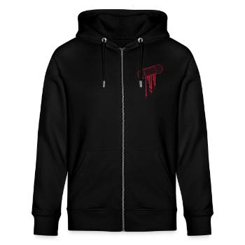 Pflaster Blut Tropfen - Stanley/Stella Unisex Bio-Kapuzenjacke CULTIVATOR  - Schwarz - Vorne - Nico (186cm) & Anna (173cm)