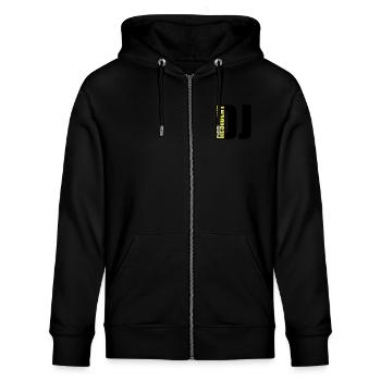 DJ - Stanley/Stella Unisex Bio-Kapuzenjacke CULTIVATOR  - Schwarz - Vorne - Nico (186cm) & Anna (173cm)