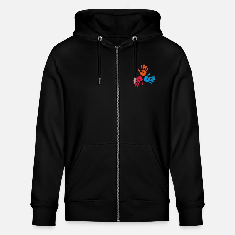 hands print - Stanley/Stella Unisex Bio-Kapuzenjacke CULTIVATOR  - Schwarz