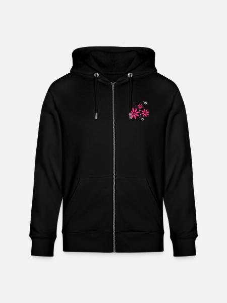 Blomst, vår, sommer, sommerfugl, Ranke - Stanley/Stella CULTIVATOR økologisk unisex hettejakke - svart
