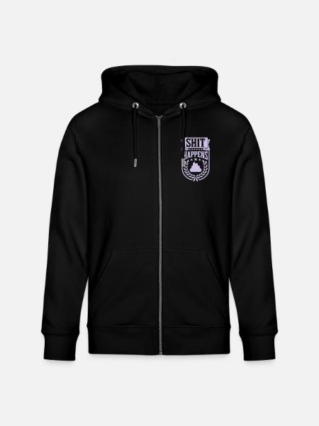 Quote Shit happens laurel wreath - Stanley/Stella CULTIVATOR  Unisex Organic Hooded Jacket - black
