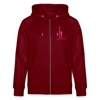 Pole Dance - Stanley/Stella Unisex Bio-Kapuzenjacke CULTIVATOR  - Burgunderrot - Vorne - Nico (186cm) & Anna (173cm)