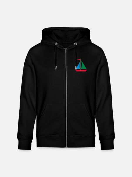 sailboat_2_3clr - Stanley/Stella CULTIVATOR  Unisex Organic Hooded Jacket - black