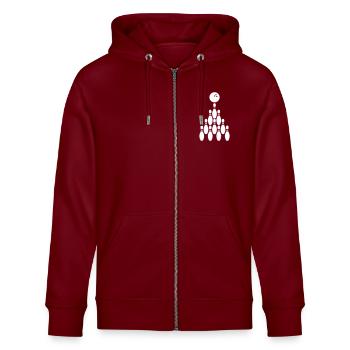 Design Bowling Kegeln Ball - Veste à capuche bio CULTIVATOR Stanley/Stella Unisexe - bordeaux - Devant - Nico (186cm) & Anna (173cm)