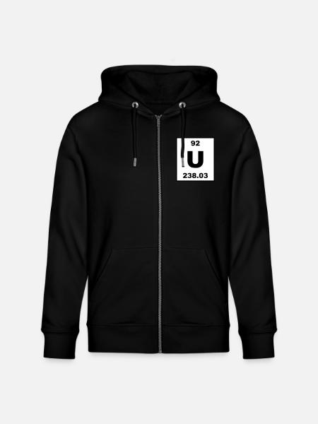 Uranium (U) (element 92) - Stanley/Stella CULTIVATOR  Unisex Organic Hooded Jacket - black