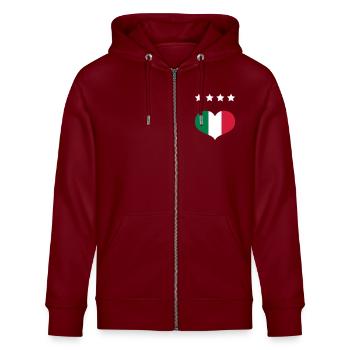Italian Football - Stanley/Stella Unisex Bio-Kapuzenjacke CULTIVATOR  - Burgunderrot - Vorne - Nico (186cm) & Anna (173cm)