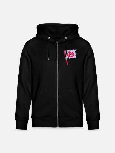 Flag anarchy symbol logo - Stanley/Stella CULTIVATOR  Unisex Organic Hooded Jacket - black