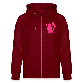 Smash stunts woman motorbike 333 - Stanley/Stella CULTIVATOR  Unisex Organic Hooded Jacket - burgundy - Front - Nico (186cm) & Anna (173cm)